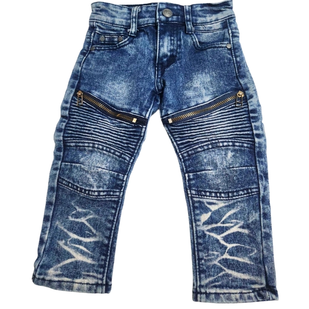 GS-115 Stylish 2T Blue Denim Acid Wash Jeans